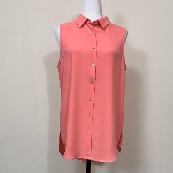 NWOT Rachel Zoe Polyester Pink Orange Loose Fit Sleeveless Button Down Shirt L - Picture 15 of 15